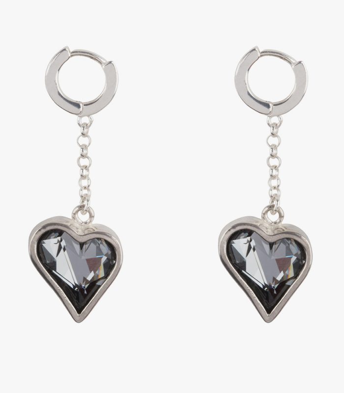 Beautiful handmade sterling silver earrings with dark grey almost black (Kuro) crystals and 1 cm leverage hoops. The small hoops are easy to open and close due to the leverage, you don’t have to look and feel for the hole, just click and go.
