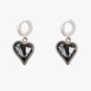 Beautiful handmade sterling silver earrings with dark grey almost black (Kuro) crystals. The crystals are dangling on 1 cm small hoops. The small hoops are easy to open and close due to the leverage, you don’t have to look and poke for the hole, just click and go.
